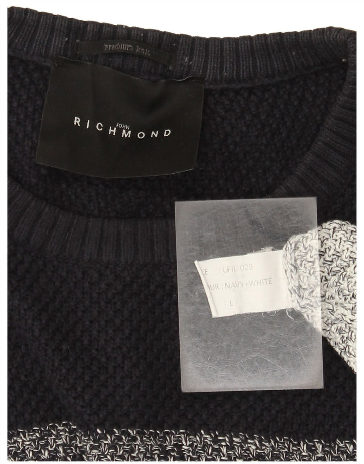 Ανδρικό πουλόβερ Richmond Crew Neck Jumper Μεγάλο πολύχρωμο βαμβακερό ριγέ