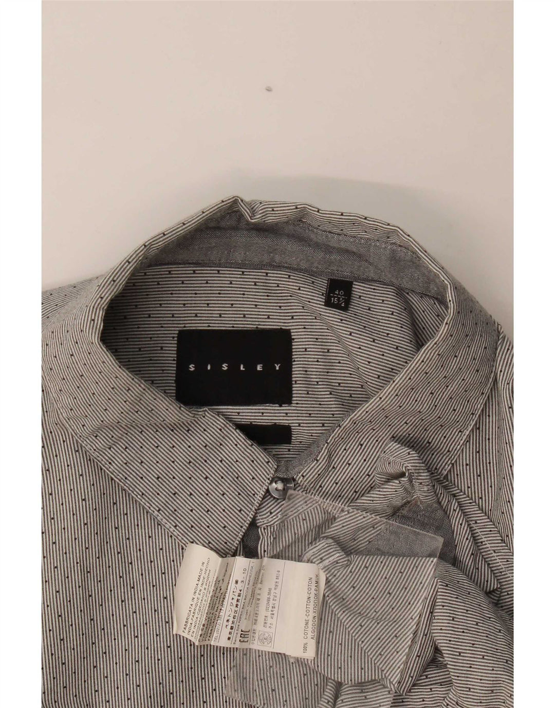Ανδρικό πουκάμισο Sisley Size 40 15 3/4 Medium Grey Pinstripe Cotton