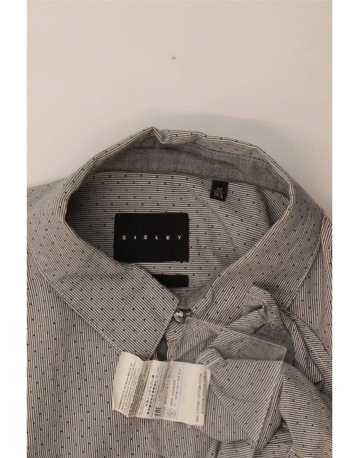 Ανδρικό πουκάμισο Sisley Size 40 15 3/4 Medium Grey Pinstripe Cotton