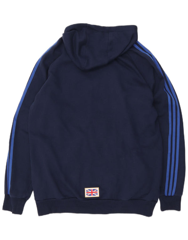 Ανδρικό πουλόβερ με κουκούλα με φερμουάρ Adidas XL Navy μπλε γεωμετρικό βαμβακερό