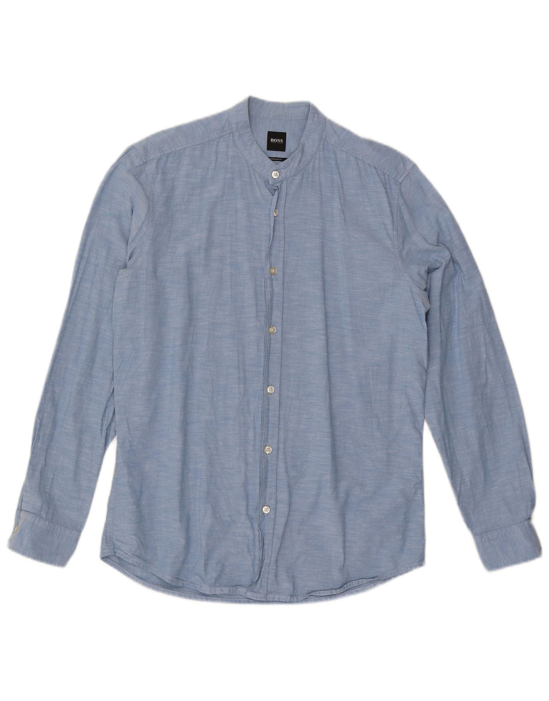 Ανδρικό πουκάμισο HUGO BOSS με κανονική εφαρμογή, μεσαίο μπλε βαμβακερό