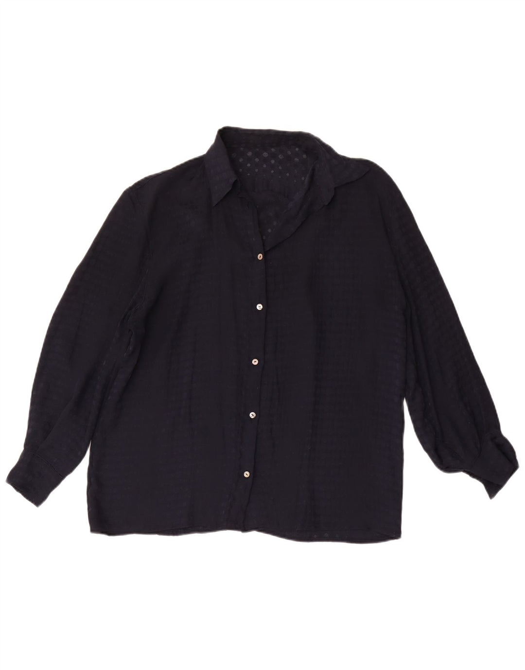 Vintage γυναικείο πουκάμισο UK 16 Large Navy Blue Spotted