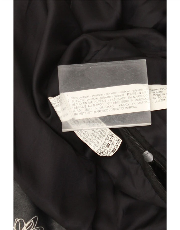 Vintage γυναικεία βελούδινη φόρμα UK 12 Medium Black Floral Polyester