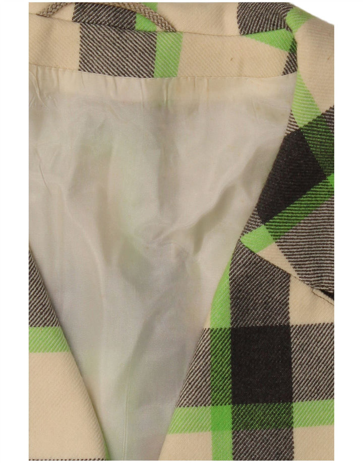 VINTAGE Γυναικείο Πανωφόρι UK 16 Large Off White Check