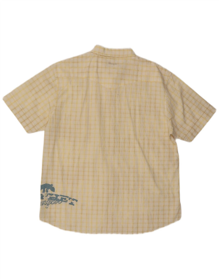 Ανδρικό κοντομάνικο γραφικό πουκάμισο Wrangler XL κίτρινο βαμβακερό