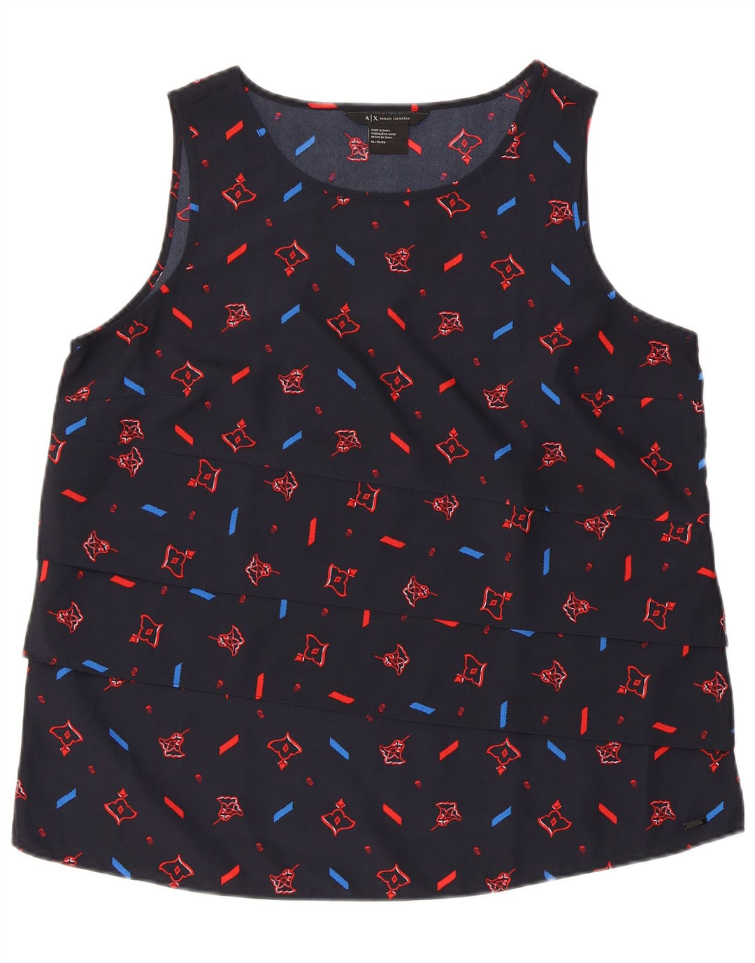 Γυναικεία αμάνικη μπλούζα ARMANI EXCHANGE Top UK 18 XL Navy Blue Geometric