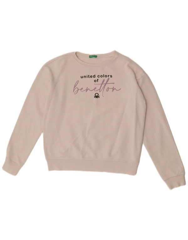 Γραφικό φούτερ Benetton Girls Jumper 13-14 ετών 3XL Λευκό βαμβακερό