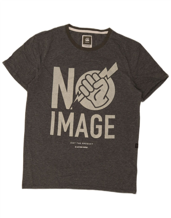 G-STAR Ανδρικό γραφικό T-Shirt Top μεγάλο γκρι βαμβακερό