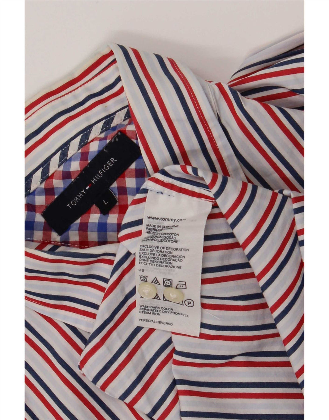 Ανδρικό πουκάμισο Tommy Hilfiger Μεγάλο πολύχρωμο βαμβακερό ριγέ