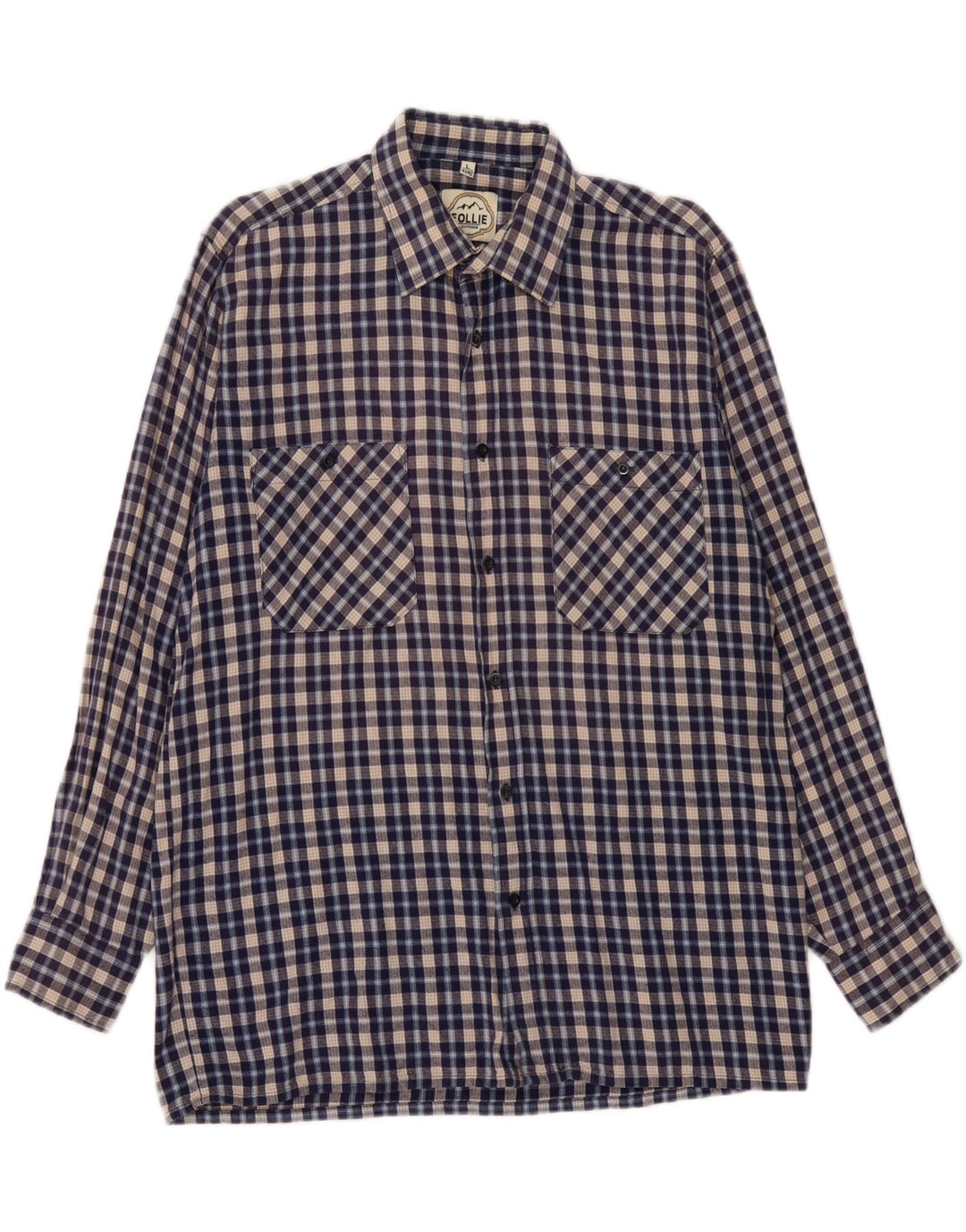 Ανδρικό φανελένιο πουκάμισο FOLLIE Μέγεθος 41/42 Large Blue Check