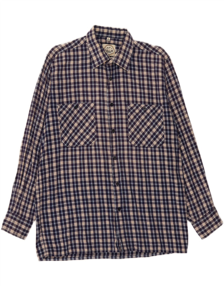 Ανδρικό φανελένιο πουκάμισο FOLLIE Μέγεθος 41/42 Large Blue Check