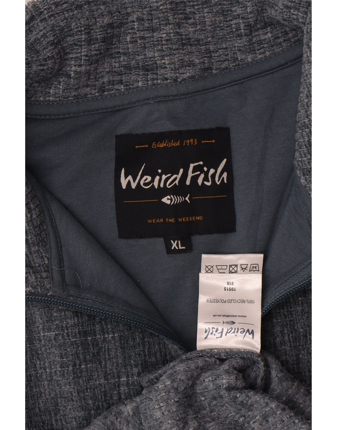 WEIRD FISH Ανδρικό φούτερ με φερμουάρ Jumper UK 18 XL με γκρι φλύκταινα πολυεστέρα