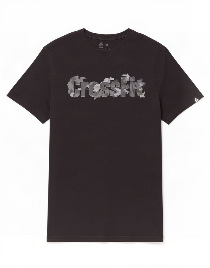 Ανδρικό γραφικό T-Shirt Reebok Top Μεσαίο μαύρο βαμβακερό