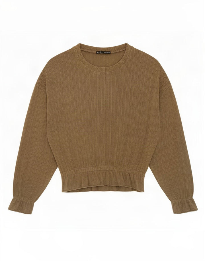 Zara γυναικείο τοπ μακρυμάνικο UK 14 Medium Khaki