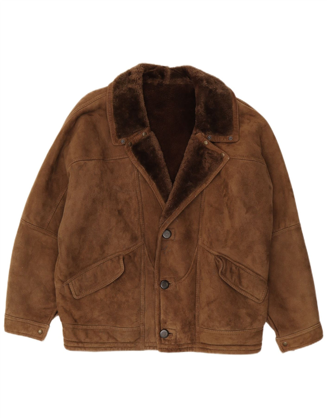 Vintage Ανδρικό Shearling Jacket UK 40 Large Brown Shearling