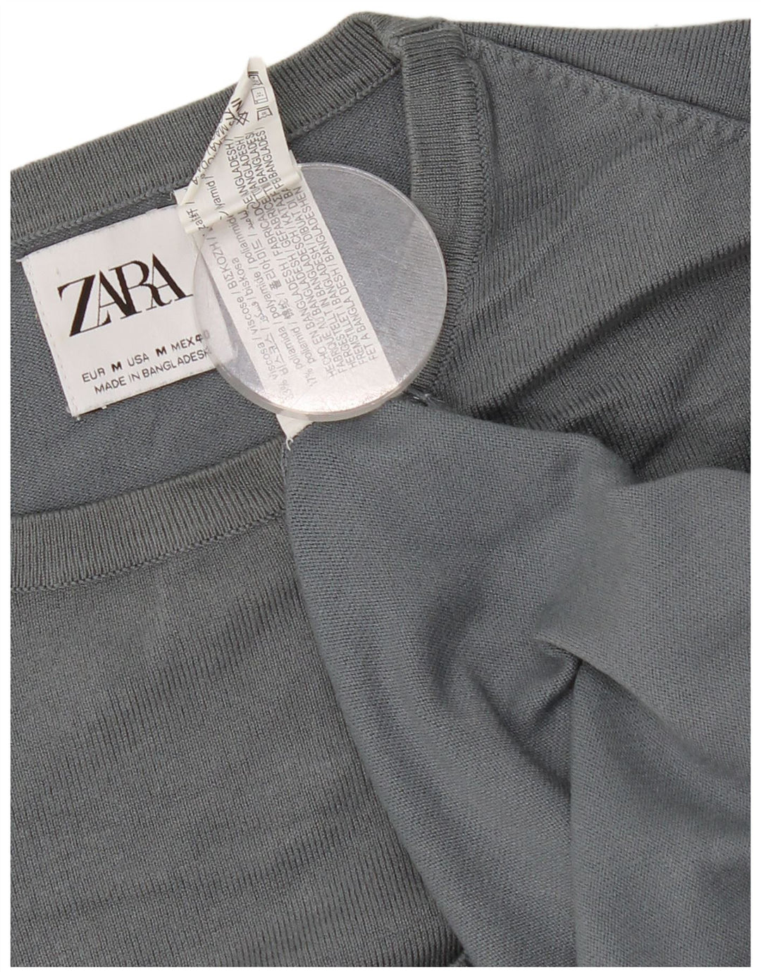 Zara Γυναικείο πουλόβερ με λαιμόκοψη UK 14 μεσαίου γκρι βισκόζη