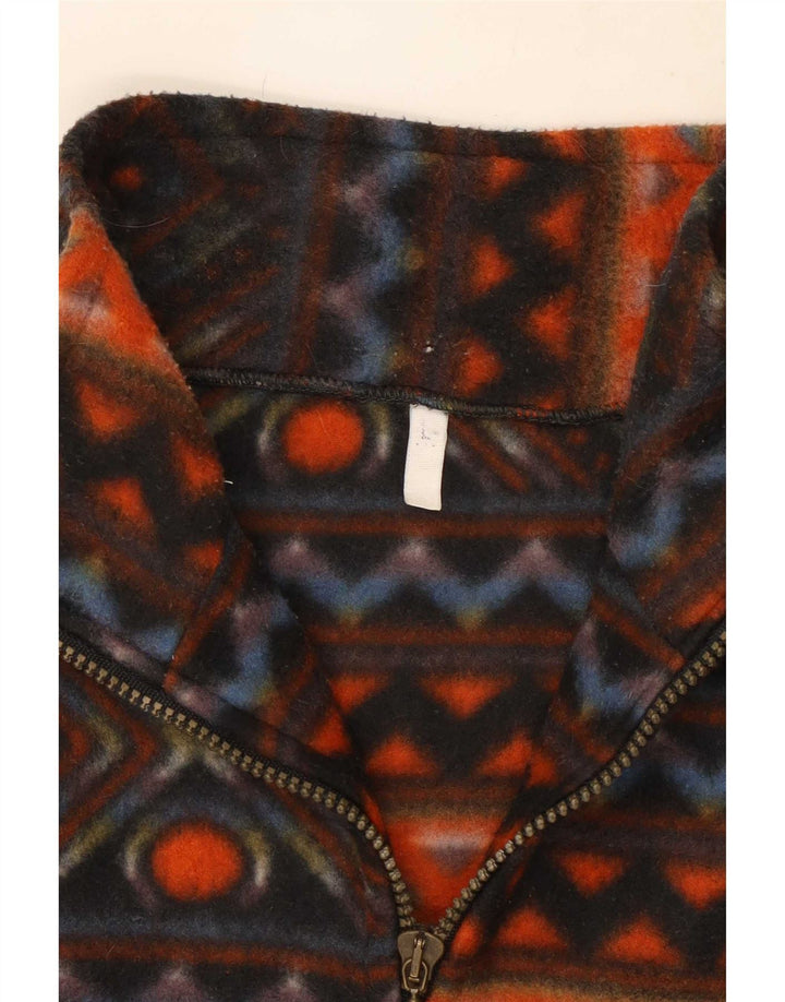 Vintage ανδρικό φερμουάρ Fleece Jumper Μεγάλο Πολύχρωμο Γεωμετρικό Πολυεστέρα