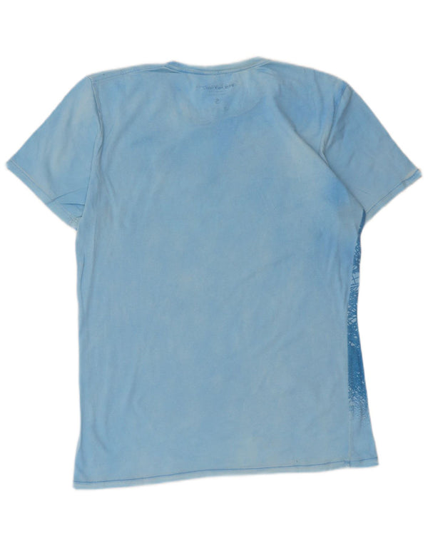 Γυναικείο γραφικό μπλουζάκι Calvin Klein Jeans Top UK 10 Small Blue βαμβακερό