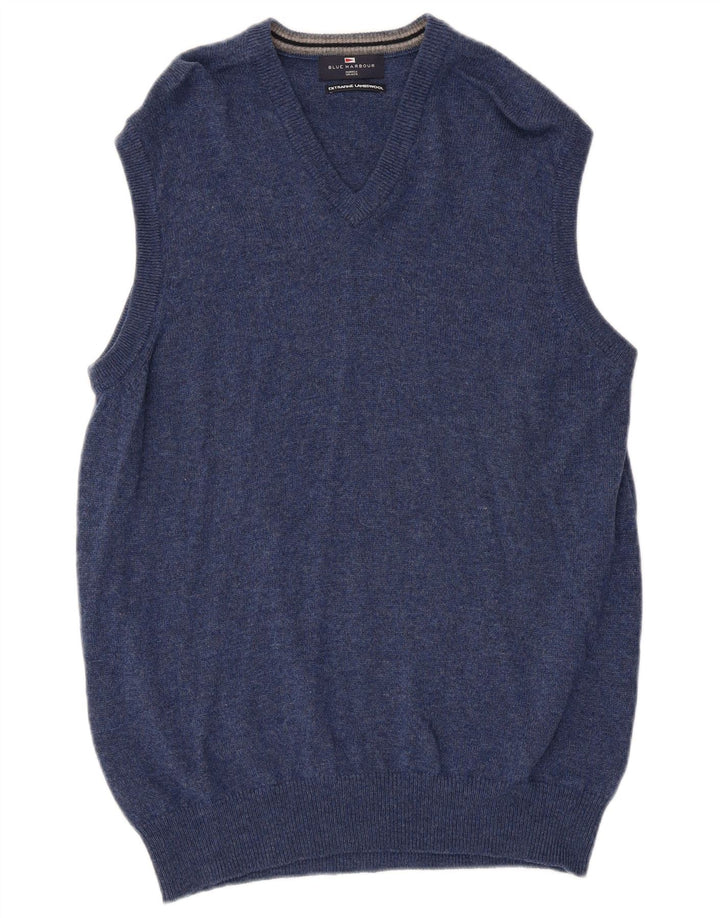 Marks & Spencer Ανδρικό γιλέκο Tank Top Μαλλί αρνιού μεσαίου μπλε με φλύκταινες