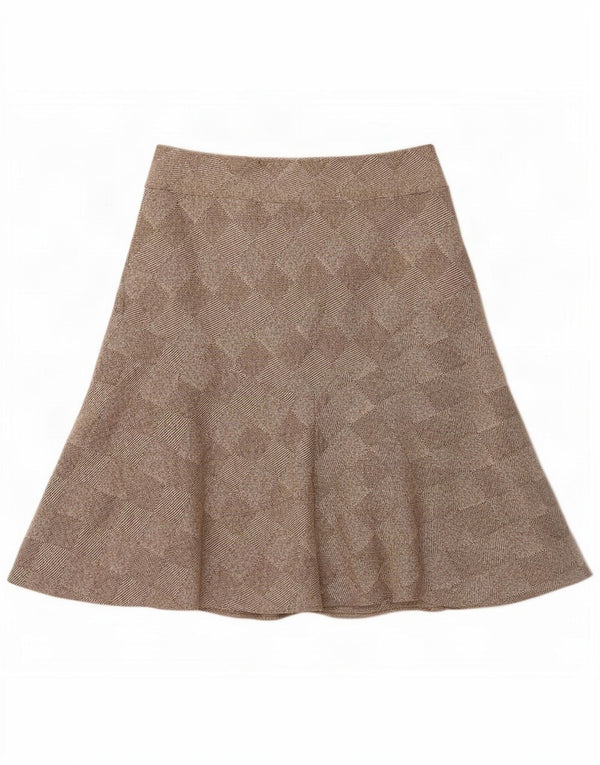 Kaliko Γυναικεία Wrap Φούστα UK 18 XL W34 Καφέ γεωμετρικό μαλλί
