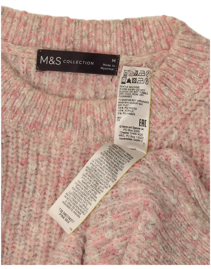 Marks & Spencer Γυναικείο πουλόβερ με λαιμόκοψη UK 14 Medium Pink Flecked