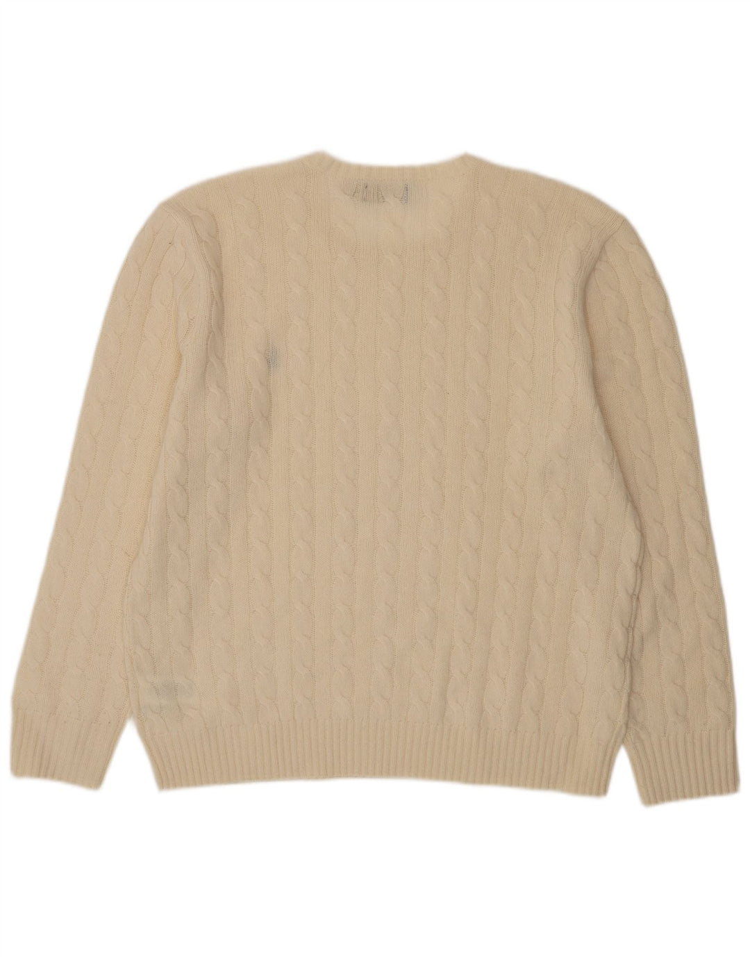 POLO RALPH LAUREN Ανδρικό πουλόβερ με λαιμόκοψη XL από λευκό μαλλί