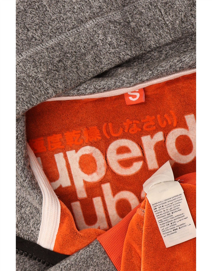 Ανδρικό πουλόβερ με κουκούλα με φερμουάρ SUPERDRY Μικρό βαμβακερό γκρι φλύκταινα