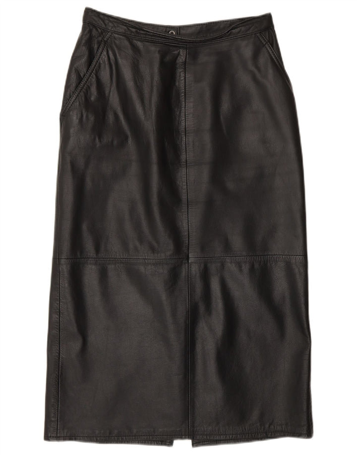 Γυναικεία Δερμάτινη Φούστα VINTAGE UK 10 Small W26 Μαύρη Δερμάτινη