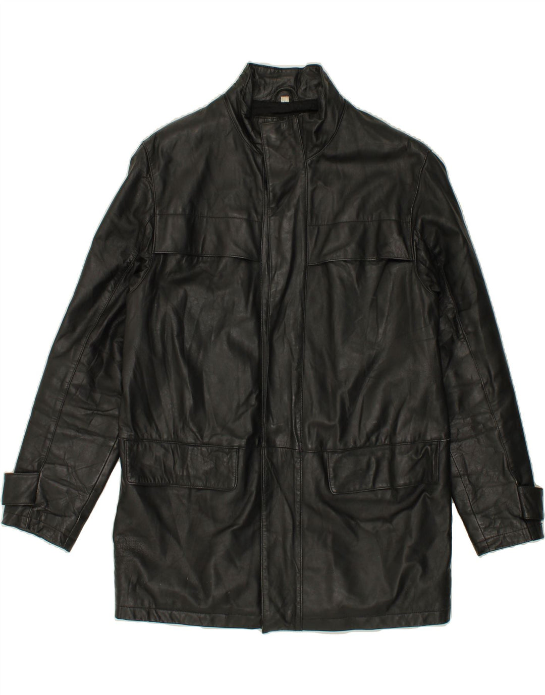 VINTAGE Ανδρικό Δερμάτινο Παλτό UK 38 Medium Black Leather