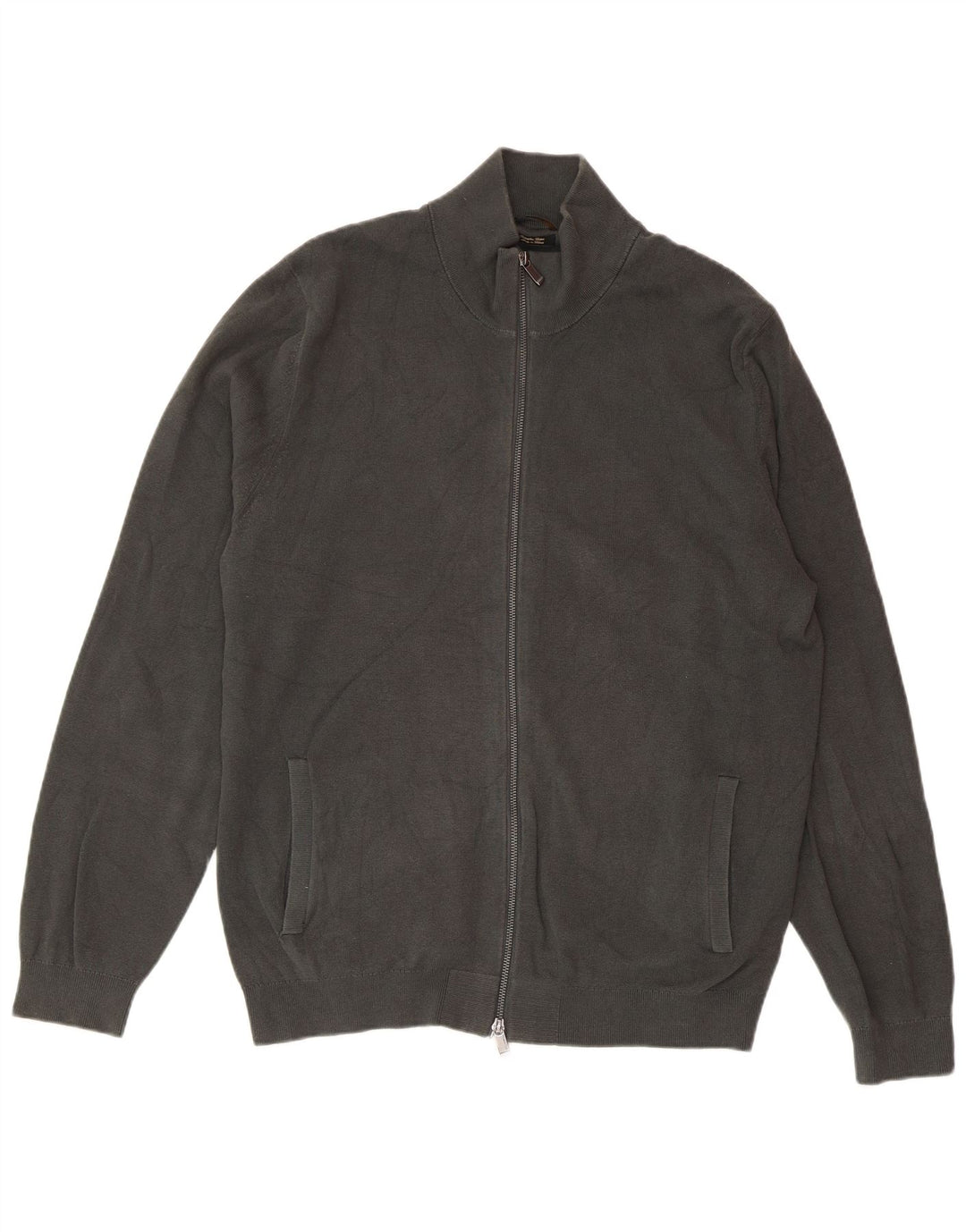 MASSIMO DUTTI Ανδρικό πουλόβερ ζακέτα 2XL Γκρι βαμβακερό