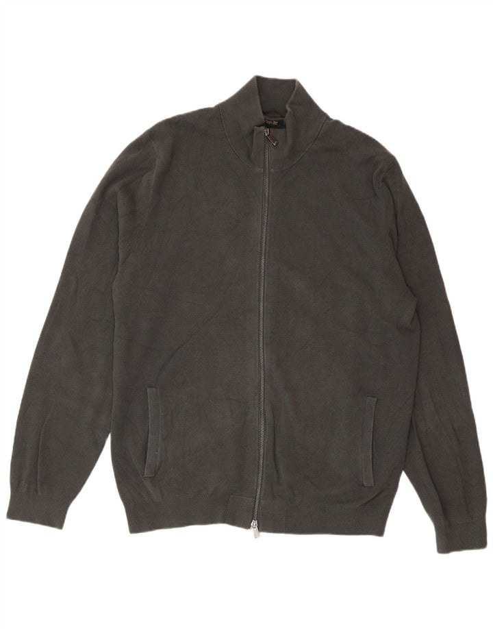 MASSIMO DUTTI Ανδρικό πουλόβερ ζακέτα 2XL Γκρι βαμβακερό