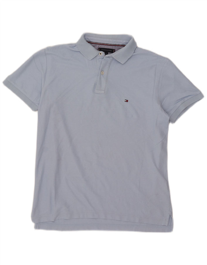 Tommy Hilfiger Ανδρικό πουκάμισο Polo με κανονική εφαρμογή, μεσαίο μπλε βαμβακερό