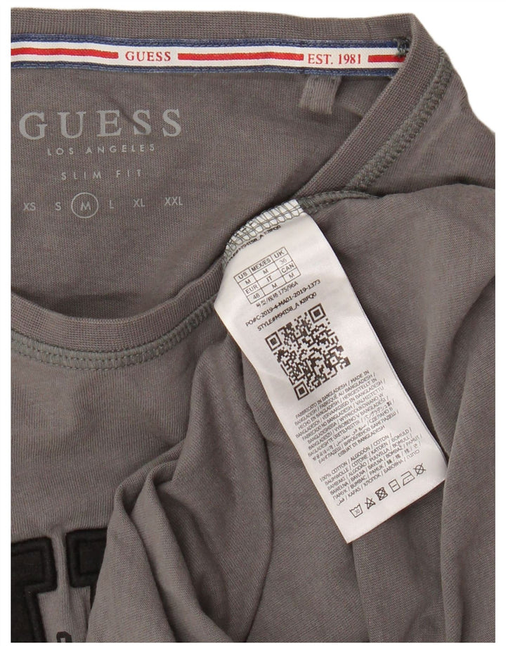 Γραφικό μπλουζάκι Guess Mens Slim Fit Top Μεσαίο γκρι βαμβακερό
