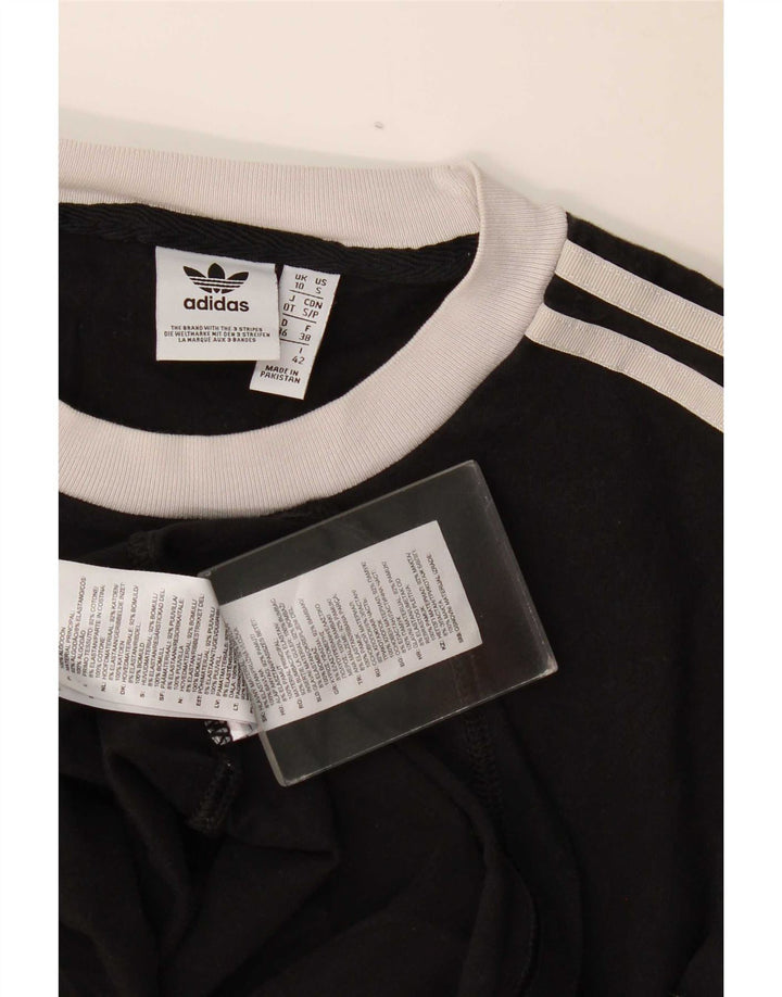 Γυναικείο τοπ Adidas μακρυμάνικο UK 10 Small μαύρο βαμβακερό