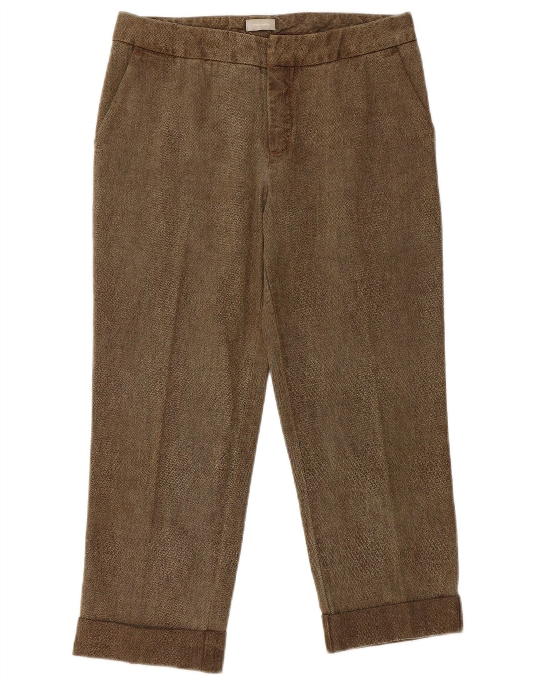Stefanel Γυναικείο Cropped Παντελόνι EU 36 Small W28 L21 Brown Ψαροκόκκαλο