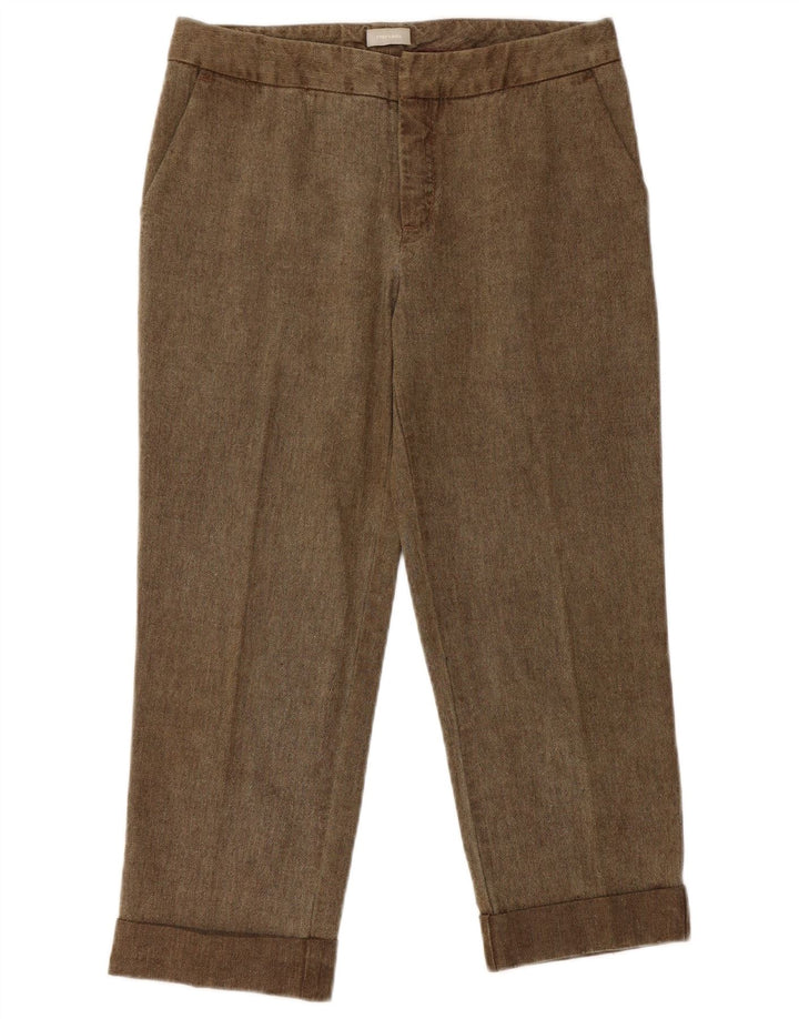 Stefanel Γυναικείο Cropped Παντελόνι EU 36 Small W28 L21 Brown Ψαροκόκκαλο