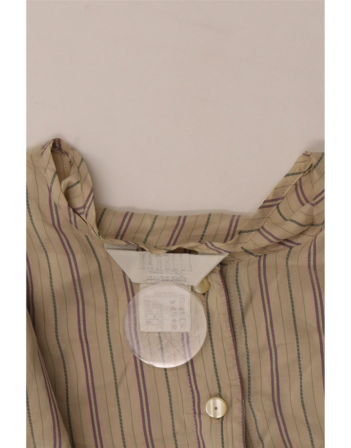 Marella γυναικείο πουλόβερ μπλούζα UK 12 μεσαίο μπεζ ριγέ μετάξι