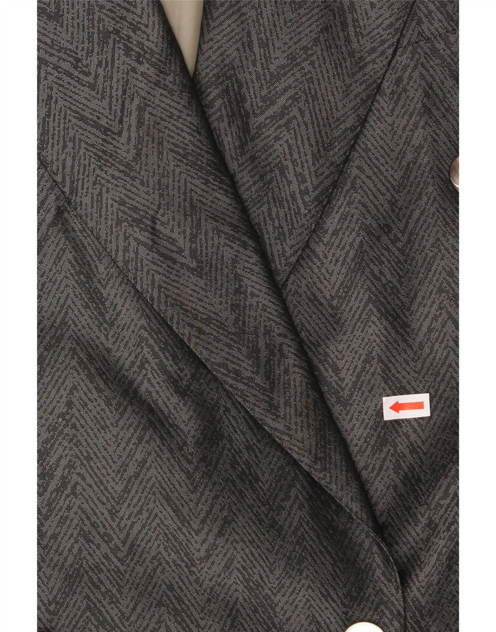 DAMIANI Womens Double Breasted Blazer Jacket IT 56 3XL Grey Chevron Silk Vintage Damiani and Second-Hand Damiani from Messina Hembry 