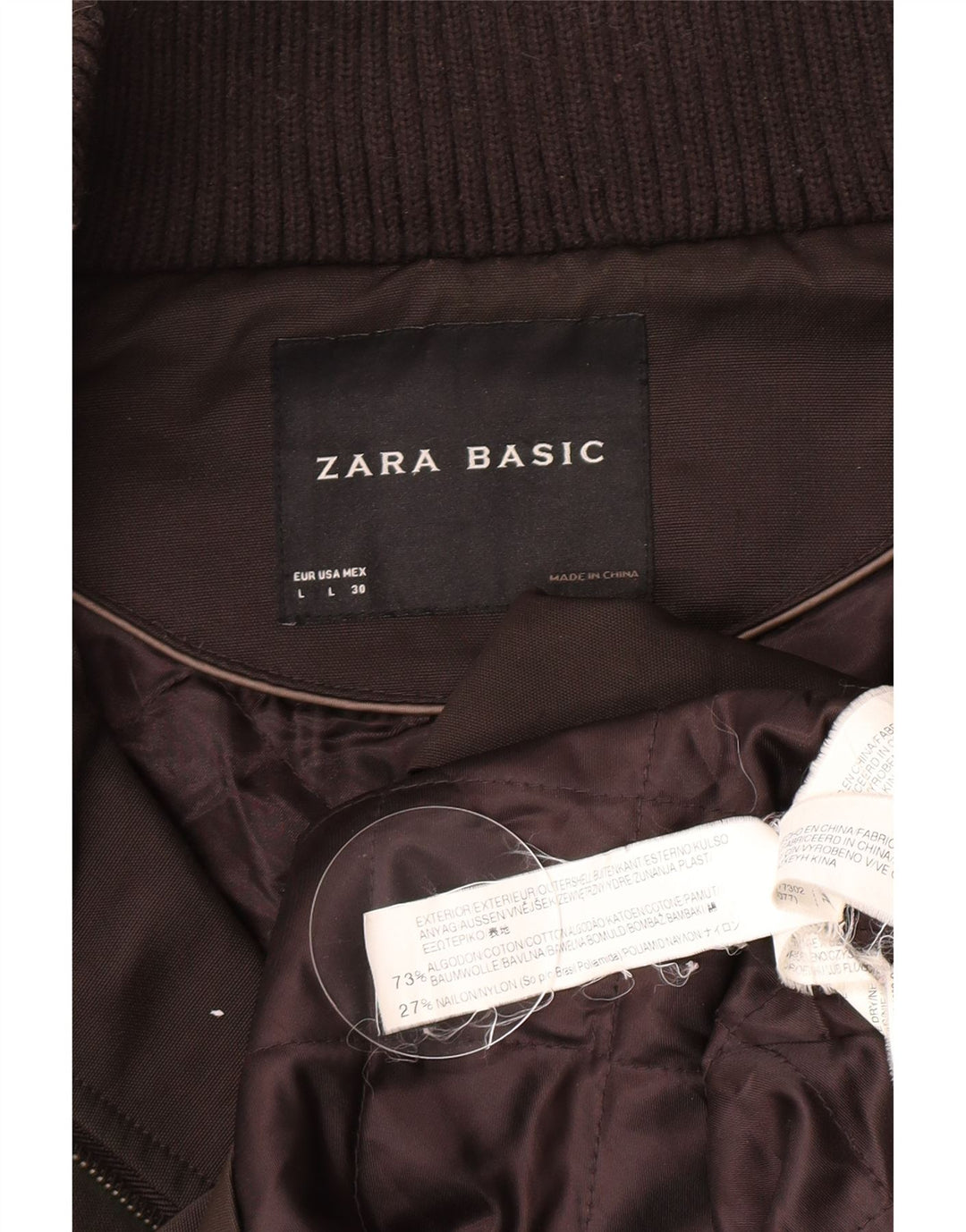 Zara Γυναικείο Αντιανεμικό Μπουφάν UK 14 Large Brown Βαμβακερό