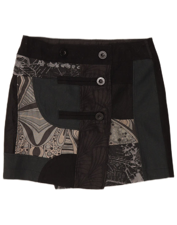 Desigual Γυναικεία Μίνι Φούστα Wrap EU 44 XL W35 Μαύρο μαλλί συνονθύλευμα