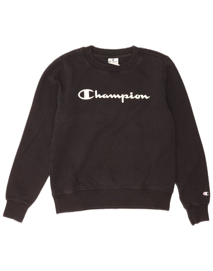 Champion Womens Graphic Oversized Φούτερ Jumper UK 10 Small Black