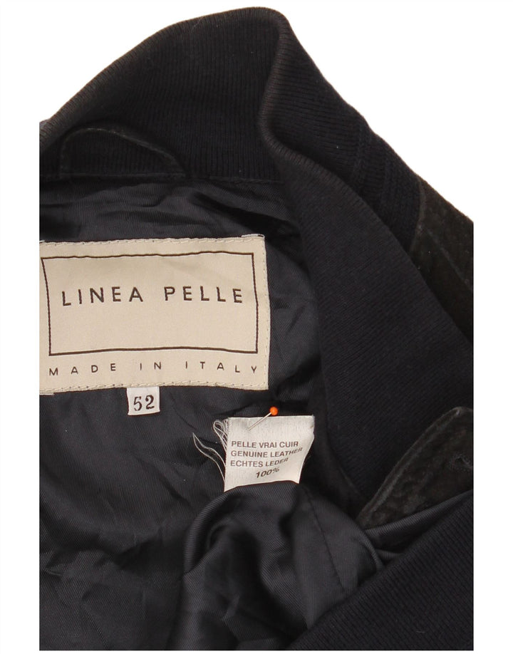 VINTAGE Ανδρικό Suede Bomber Jacket IT 52 XL Navy Blue Leather