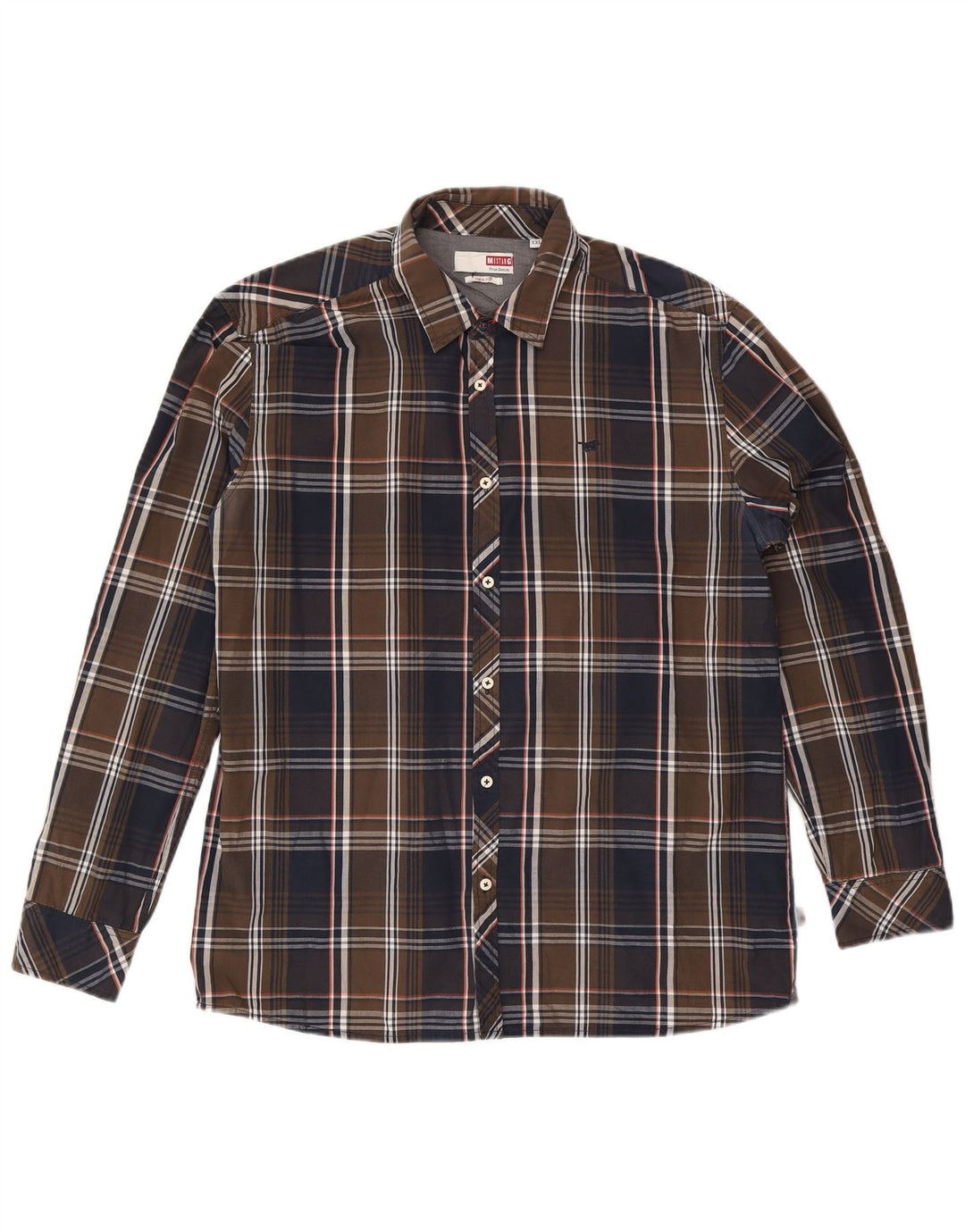 Ανδρικό πουκάμισο Mustang Slim Fit 2XL Καφέ βαμβακερό