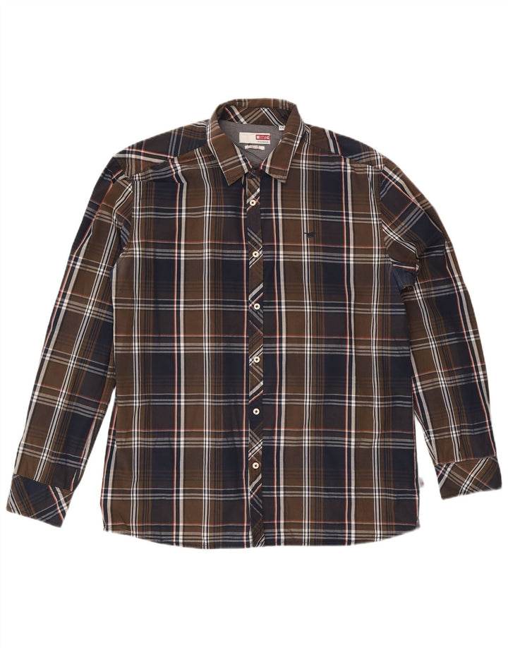 Ανδρικό πουκάμισο Mustang Slim Fit 2XL Καφέ βαμβακερό