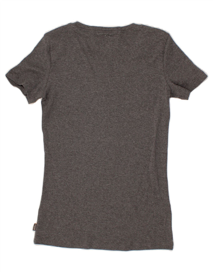 EDDIE BAUER Womens T-Shirt Top UK 12 Medium Grey Flecked Cotton Vintage Eddie Bauer and Second-Hand Eddie Bauer from Messina Hembry 