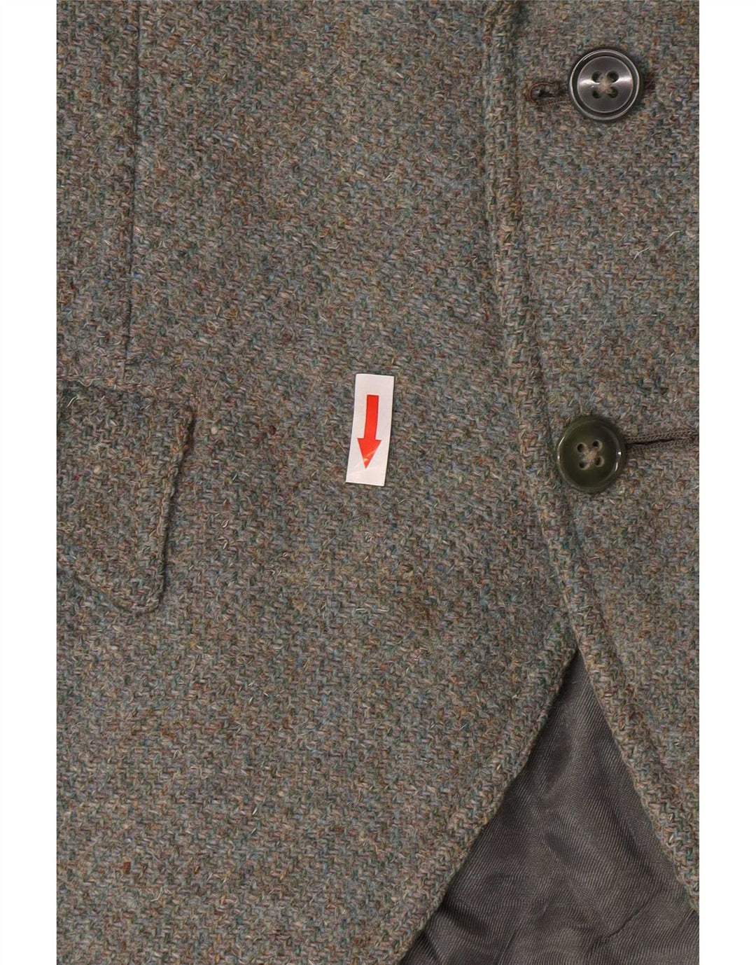 Harris Tweed Γυναικείο μπουφάν μπλέιζερ με 2 κουμπιά UK 8 μικρό χακί μαλλί