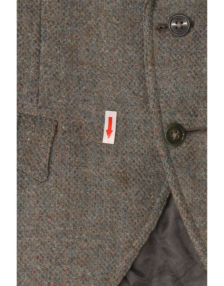 Harris Tweed Γυναικείο μπουφάν μπλέιζερ με 2 κουμπιά UK 8 μικρό χακί μαλλί