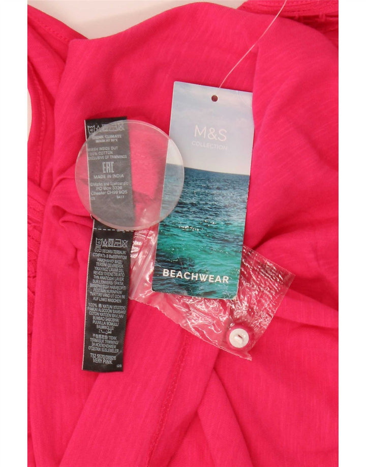 Marks & Spencer Γυναικείο Αμάνικο Playsuit UK 14 Μεσαίο ροζ βαμβακερό