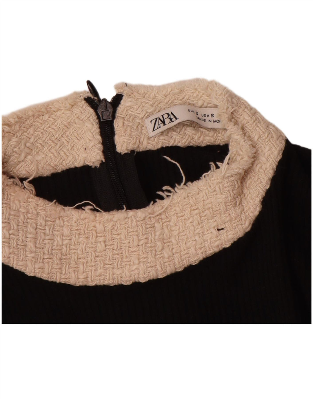 Zara Γυναικεία Μπλούζα Τοπ UK 10 Small Black Colourblock Polyester