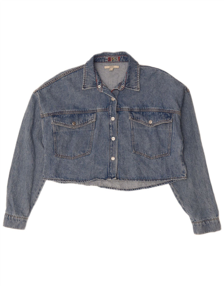 Esprit Γυναικείο Crop Oversized Τζιν μπουφάν UK 10 Small Blue Cotton